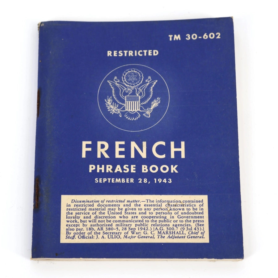 French Phrase Book US Army 1943