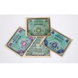 Lot de 4 billets drapeau 1944